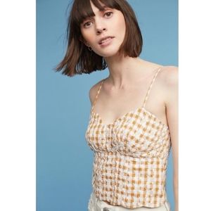 Anthropologie Maeve Gingham Scalloped Crop Top